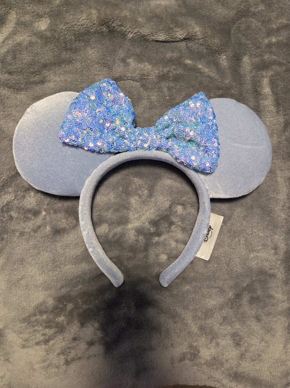 Disney Cinderella Blue Sequin Bow Minnie Mouse Ears Headband